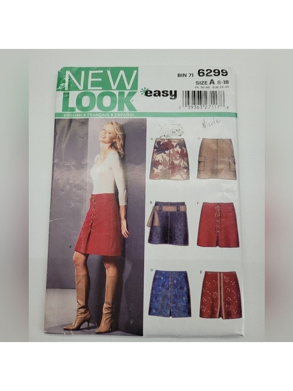 ✨4/$20✨New Look 6299 Skirt Sewing Pattern Uncut Size 8-18
